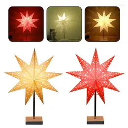 Lampes de table Star Lampe de table LED Décor Night Light avec base en bois Décoration de la maison de vacances pour la fête de mariage Année de Noël