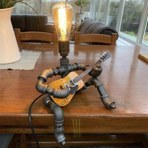 Tafellampen Steampunk-stijllamp - Gitaarspeler Retro Robot235t