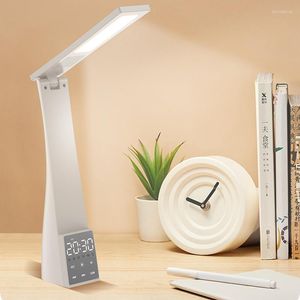 Lampes de table étudiant lecture lampe à LED avec réveil haut-parleur Bluetooth 3 Modes d'éclairage protection des yeux chambre bureau de chevet