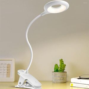 Tafellampen bestudeer oogverzorgingsclip op 9 helderheid 3 kleur modi LED leeslicht slaapkamer bureau lamp touch schakelaar studenten USB oplaadbaar