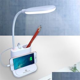 Lampes de table Étude lampe de bureau LED avec USB rechargeable tactile Night Night Light Enfants Dimmable Pen Holder Drop Livrot DHHXE