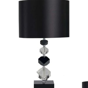 Tafellampen prachtige kristallen diamantlamp met zwarte basis en schaduw - modern geometrisch ontwerp elegant huisdecoratie 12 x 21 druppel dhnah