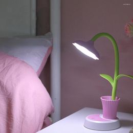 Lámparas de mesa Girasol USB Lámpara LED recargable Aprendiendo a leer Protección para los ojos Luz nocturna Soporte para bolígrafo creativo