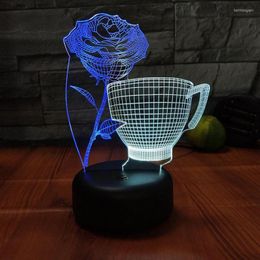 Lámparas de mesa Tea Language Thinking 3d Visual Light Creative 7 Color Touch Charge Lámpara de escritorio Led Stereo GiftTable para dormitorio