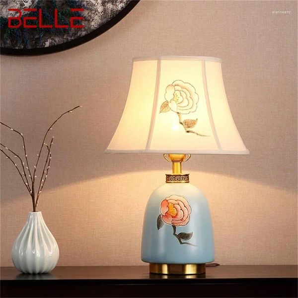 Lampes de table Temar Laiton Céramique Lampe de bureau adaptée à la maison Salon Salle à manger Chambre Bureau El
