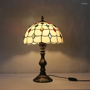 Lampes de table Temar Tiffany Lampe en verre LED Vintage Fashion Simple de bureau Simple Depor Light For Home Living Room Bedroom Bedside