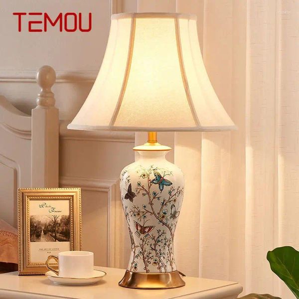 Lampes de table TEMOU MODERNE Céramic Lights LED Simple Creative Luxury Bedside Desk Lampe For Home Living Room Study Chambre