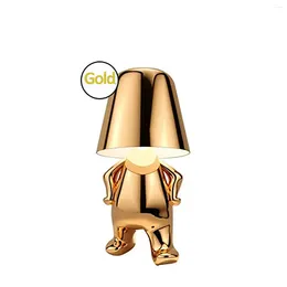 Lampes de table Thinker Thinking Night Night Light High End Decoration Gold Retro Little Golden Lamp Bedroom