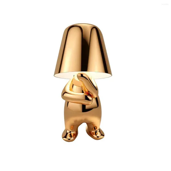 Lampes de table Thinker Thinking Night Night Light High End Decoration Gold Retro Little Golden Lamp Bedroom