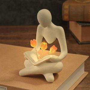 Candeeiros de mesa Estátua do pensador Coleção de candeeiros Luz de mesa Leitor estatueta Estatuetas para estudo de mesa Decoração de escritório