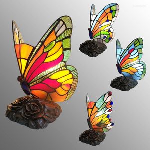 Tafellampen Tiffany Butterfly gebrandschilderd glas voor slaapkamer bedmiddel aan het bed