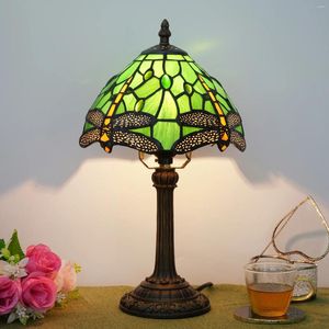 Lámparas de mesa Lámpara Tiffany Dragonfly Glass Shade Bastedera para sala de estar de dormitorio