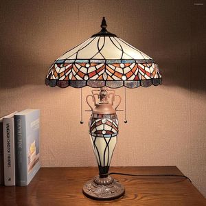 Tafellampen Tiffany lamp glas in lood 16x16x24 inch 3-licht bureau leeslicht voor thuiskantoor slaapkamer woonkamer