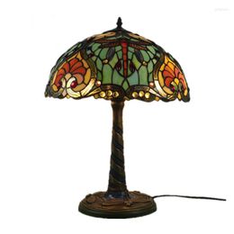 Tafellampen Tiffany -serie American Retro Dragonfly/Rose El Slaapkamer Bedide Studie Café Klassieke lamp E27 AC110V 220V