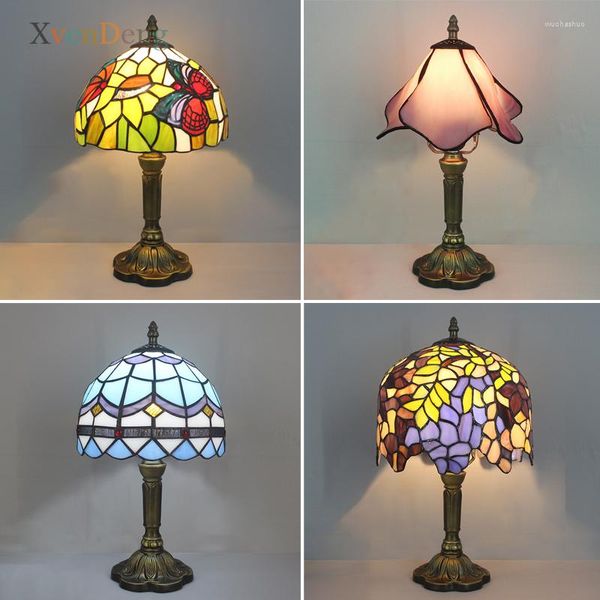 Lampes de table Tiffany vitrail lampe pour chambre chevet cuisine salon décor bureau turc mosaïque résine luminaires LED