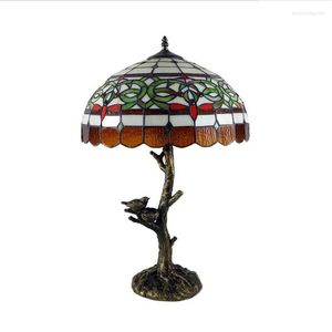 Tafellampen Tiffany Vintage Handgemaakte Kleurrijke Glas E27 Lamp Voor Foyer Slaapkamer Bar Appartement H 60cm Leeslamp 1009