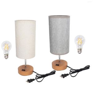 Tafellampen Aanraakbediening Nachtkastje Licht LED-lamp Dimbaar Handig US Plug 110V Metaal Stof Oplaadbaar Voor slaapkamer
