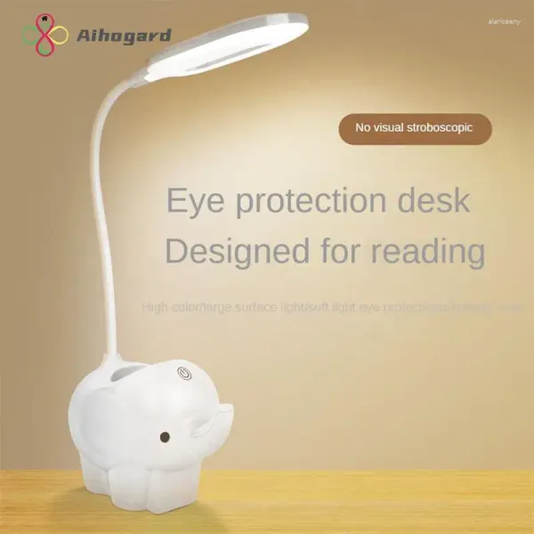 Lámparas de mesa Lámpara de escritorio táctil Multifuncional Animal Led Protección para los ojos ajustable Carga USB Iluminación Soporte para teléfono móvil Luz nocturna