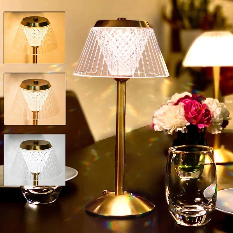 Bordslampor Touch Dimning Lamp LED Crystal Atmosphere Light uppladdningsbar trådlös nattkaffe/bar/el/sovrumsdekor fixtur