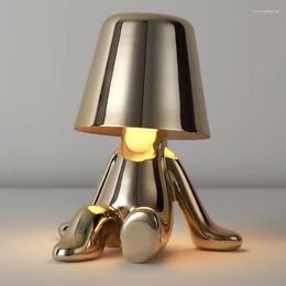 Tafellampen aanraken Diming LED Little Golden Man Lamp Thinker Desk Lighting Coffee Bar Home Decoratie Night Light