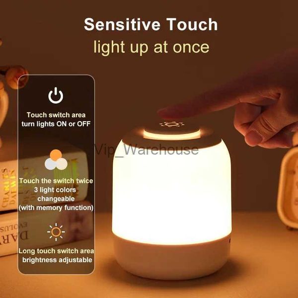 Lámparas de mesa Sensor táctil Luz nocturna Lámpara de mesa LED Lámpara de mesa recargable para niños Bebé Dormir Dormitorio Luz Regalo para niños YQ231006