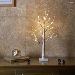 Lampes de table Arbre Ambiance Lumière Chaude Décorative Lampe De Bouleau 24LED Paysage Pour La Décoration De Fête De Noël