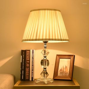 Tafellampen Tuda 2022 -stijl Crystal Stone Lamp met groene beige lampenkap Bedide Home Decor Desk voor woonkamer