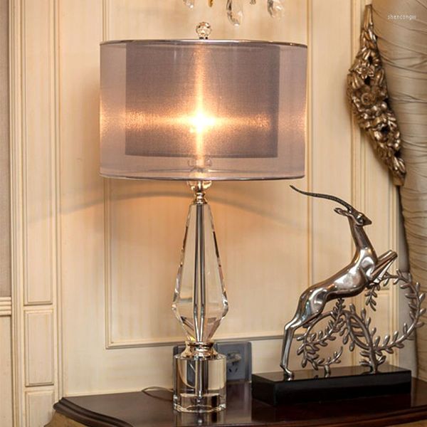 Lampes de table tuda lampe en cristal de style européen pour la chambre au cheminement américain simple moderne créatif et légèrement luxe