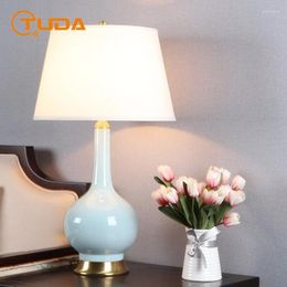 Lampes de table Tuda Jingdezhen Lampe en céramique chinoise pour le modèle d'étude de salon El Bed Decoration Night