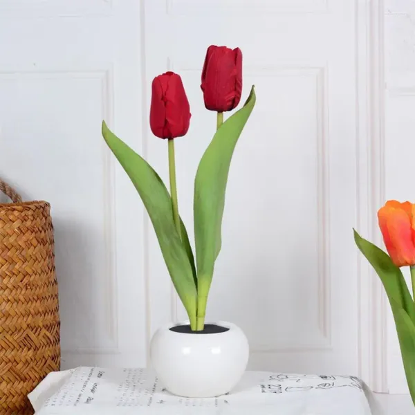 Lampes de table Tulipes Fleurs artificielles Lampe Est Atmosphère Lumière El Chambre Bouquet En Gros Simulation Tulipe Chevet 2024