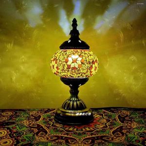 Tafellampen Turkish mozaïeklamp vintage art deco handgemaakte lamparas de mesa glas bed licht lamp con mozaïsche nacht