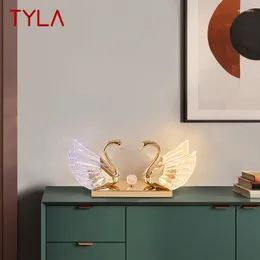 Tafellampen Tyla Moderne Crystal Swan Lamp Creative Design Led Desk Licht Decor voor huis woonkamer
