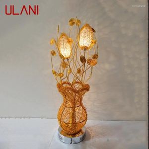 Tafellampen ulani moderne gouden lamp modieuze kunst iiving kamer slaapkamer bruiloft led aluminium draad bureau licht