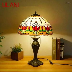 Tafellampen ULANI Tiffany Lamp Amerikaans Retro Woonkamer Slaapkamer Luxe Villa El Glas-in-lood Bureau