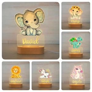 Tafellampen uniek dier led nachtlicht duurzaam houten herstelbare olifant leeuwenlamp USB aangedreven acryl thuisdecoratie