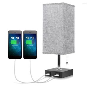 Tafellampen USB bedlamp met 2 snellaadport handige trekketen voor slaapkamer woonkamer 1 stks uk plug