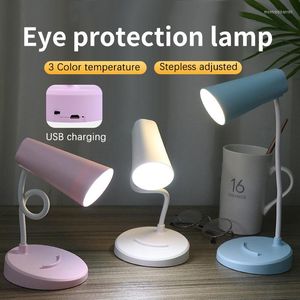 Lámparas de mesa Carga USB Atenuación continua Lámpara LED de 3 modos Luz cálida amarilla Protección para los ojos Libro de lectura con soporte para teléfono móvil