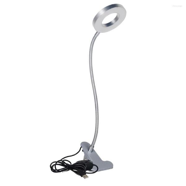 Lampes de table USB Clip Light Lampes de lecture LED Lampe de bureau Bi-couleurs 360 ° Flexible Col de cygne Protection des yeux Livre Pince Lit Nuit