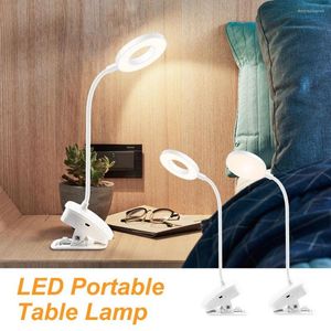 Lampes de table USB DC 5V LED Lecture Livre Veilleuse Bureau Clip Lampe 18650 Batterie Rechargeable Gradation Éclairage Titulaire Chambre S1