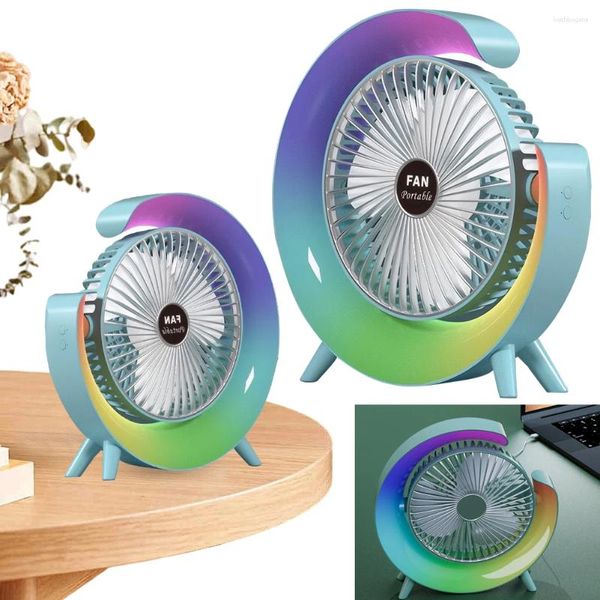 Lampes de table ventilateur de bureau usb calme avec un léger coloré personnel à 180 degrés rotatif de bureau pour le dortoir de chambre à coucher du bureau à la maison cadeau d'été