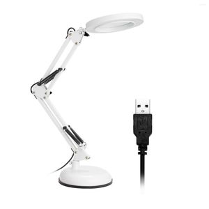 Lámparas de mesa Escritorio USB LED Plegable Tres modos de atenuación Fuente de alimentación de luz 8X Lupas Lectura moderna