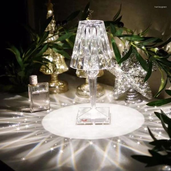 Lampes de table USB diamant cristal LED veilleuse Smodern décoration de la maison chambre barre cristaux lecture Tables de chevet