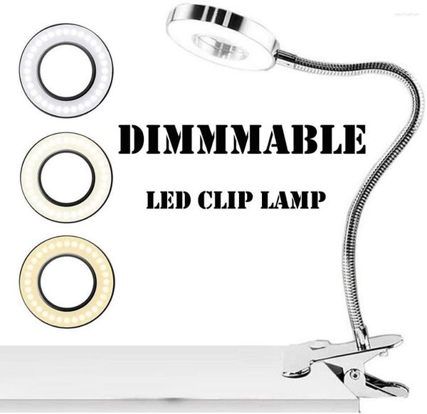 Lampes de table USB Dimmable étude Clip sur la lumière Extension de cils LED lampe de lecture livre tatouage Nail Art maquillage bureau