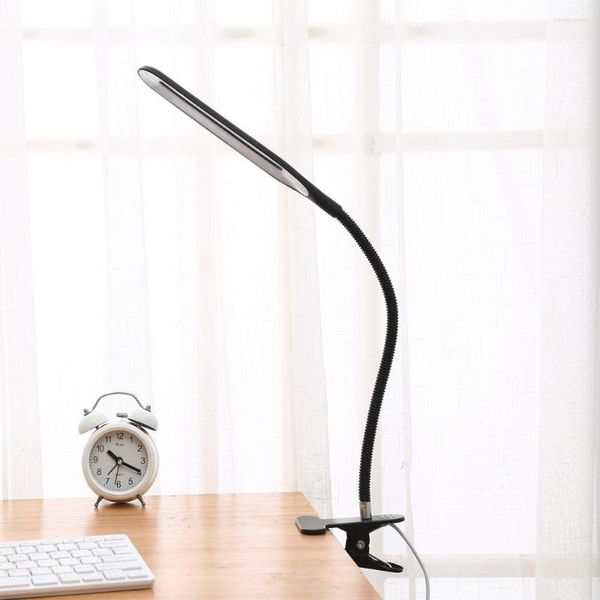 Lámparas de mesa USB LED Clip Lámpara Mesita de noche Atudent Aprendizaje Protección ocular Dormitorio Blanco frío
