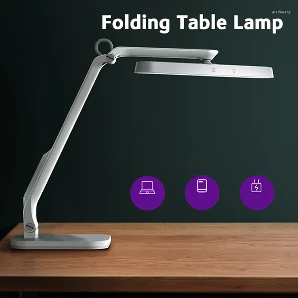 Lampes de table USB LED lampe de bureau réglable pliable lampe de bureau pour les yeux rechargeable contrôle tactile lampes de lecture à gradation continue