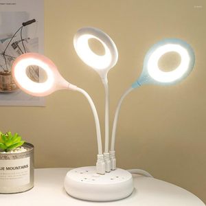 Lampes de table USB Rechargeable Flexo Ring Lamp LED Portable Night Light Protection des yeux Bureau PC Ordinateur portable pour étude Lecture Livre Éclairage