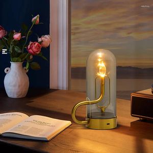 Tafellampen USB Oplaadbare waterdruppel Swinglamp Designer Vintage Candle Flame Restaurant Bar indoor verlichting