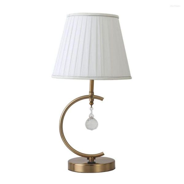 Lampes de table USB salle d'étude bureau lumière tissu blanc abat-jour corps chromé chambre salon cristal lampes suspendues