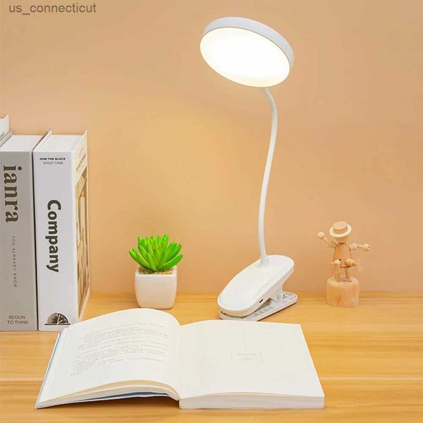 Lampes de table Lampe de table USB avec clip de canette peut supporter la lecture de livre veilleuse LED lampes de bureau Modes Protection de gradation R231114