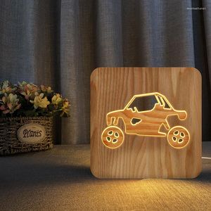 Lámparas de mesa Lámpara de escritorio para vehículos Dormitorio Cabecera Producto novedoso Cabeza de madera Talla de madera maciza Adorno creativo